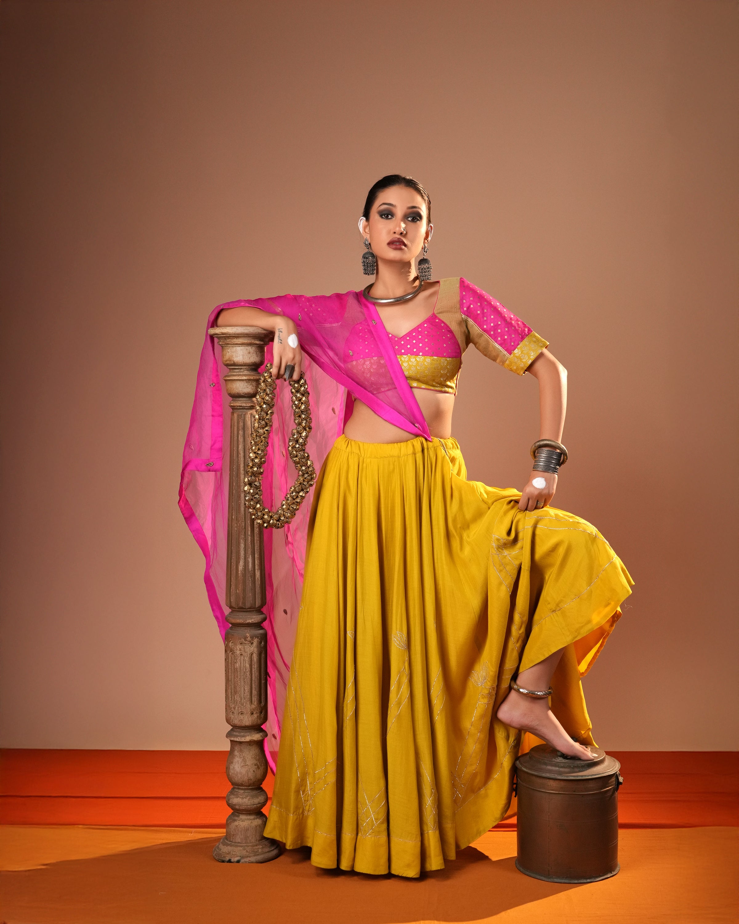Haldi Gulab Lehenga Set