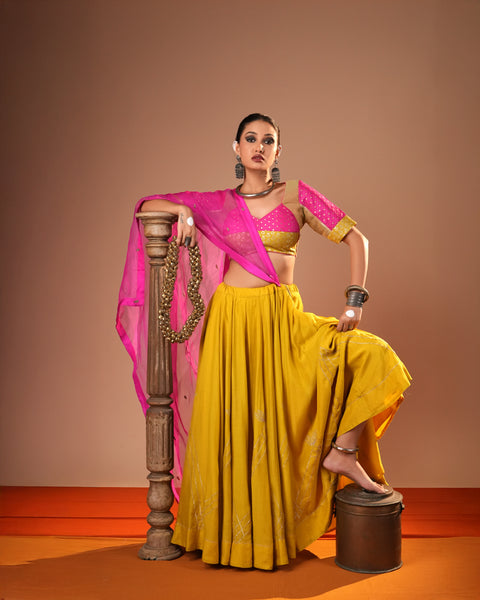 Haldi Gulab Lehenga Set