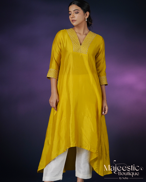 Yellow Silk Kurta Set