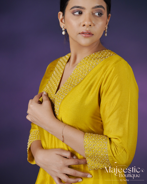Yellow Silk Kurta Set