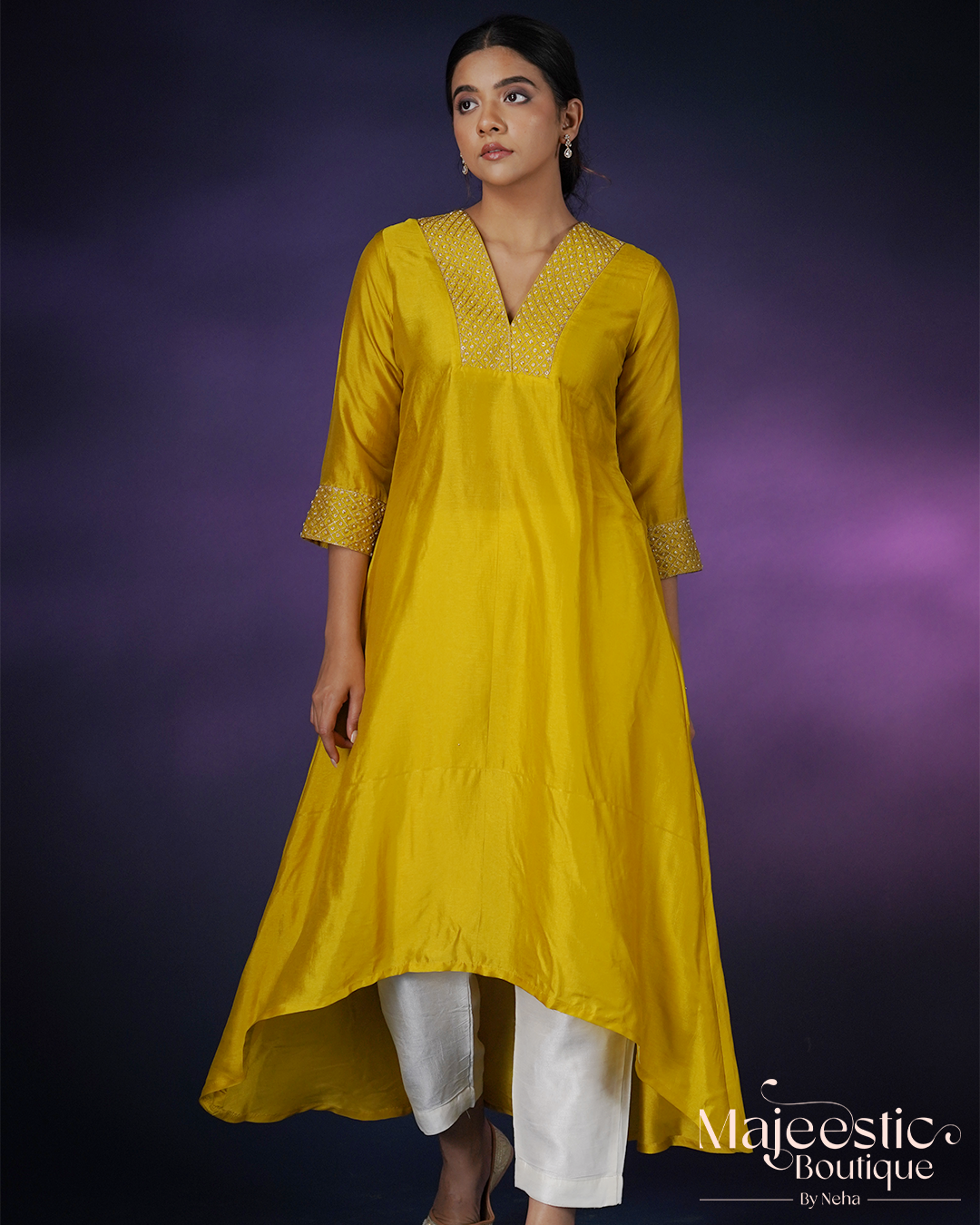 Yellow Silk Kurta Set