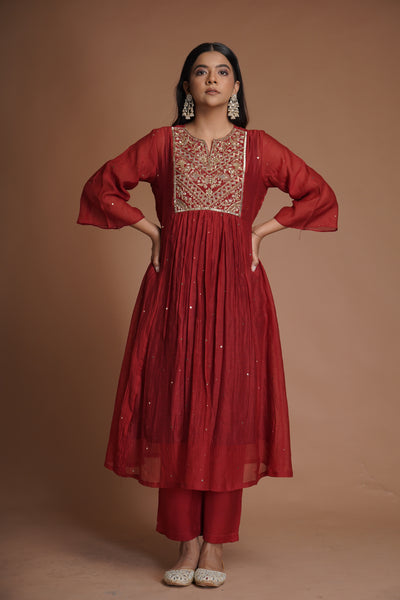 Maroon Kurta Set