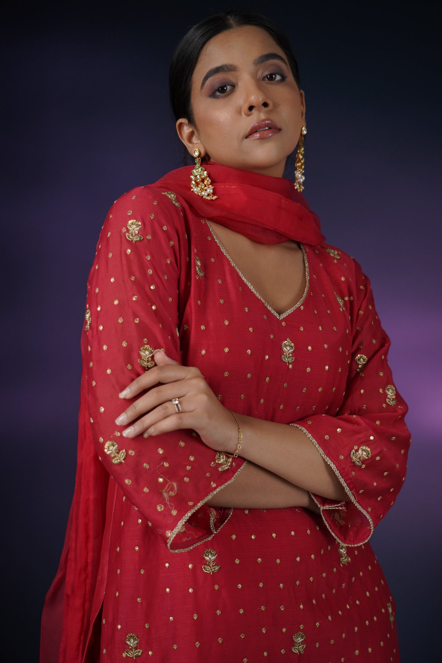 Red Silk Kurta Set