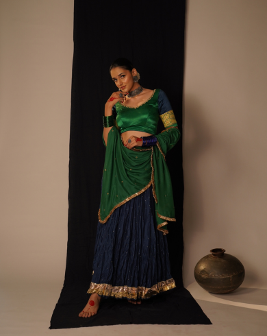 Blue & Green Lehenga Set