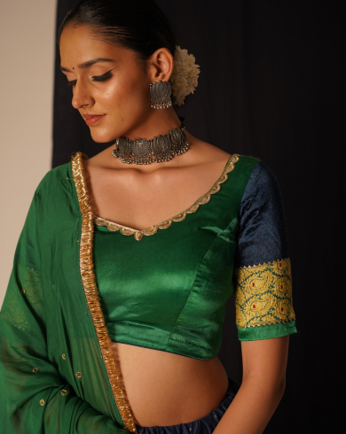 Blue & Green Lehenga Set