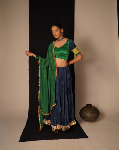 Blue & Green Lehenga Set