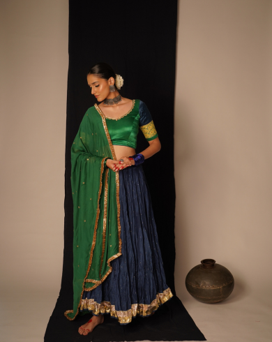 Blue & Green Lehenga Set