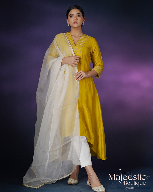 Yellow Silk Kurta Set
