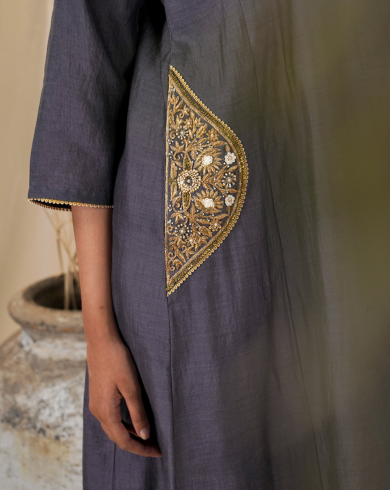 Grey Silk Tunic Set