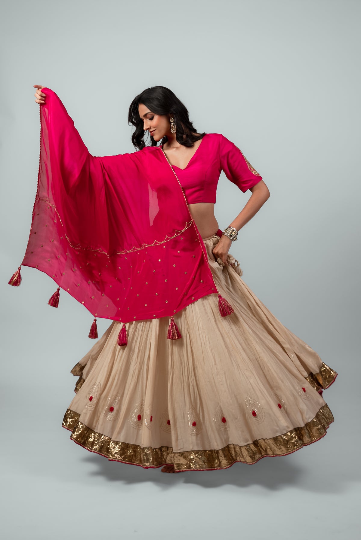 Gulabi Lehenga Set