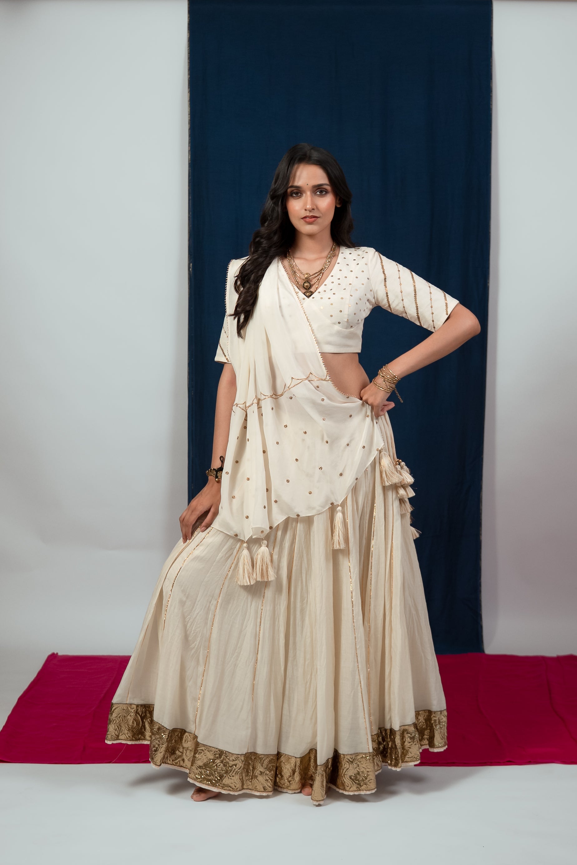 Saphed Lehenga Set