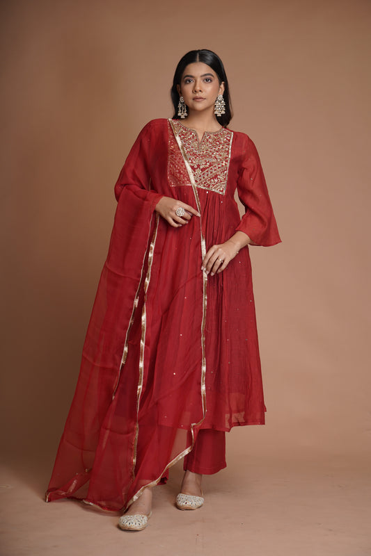 Maroon Kurta Set