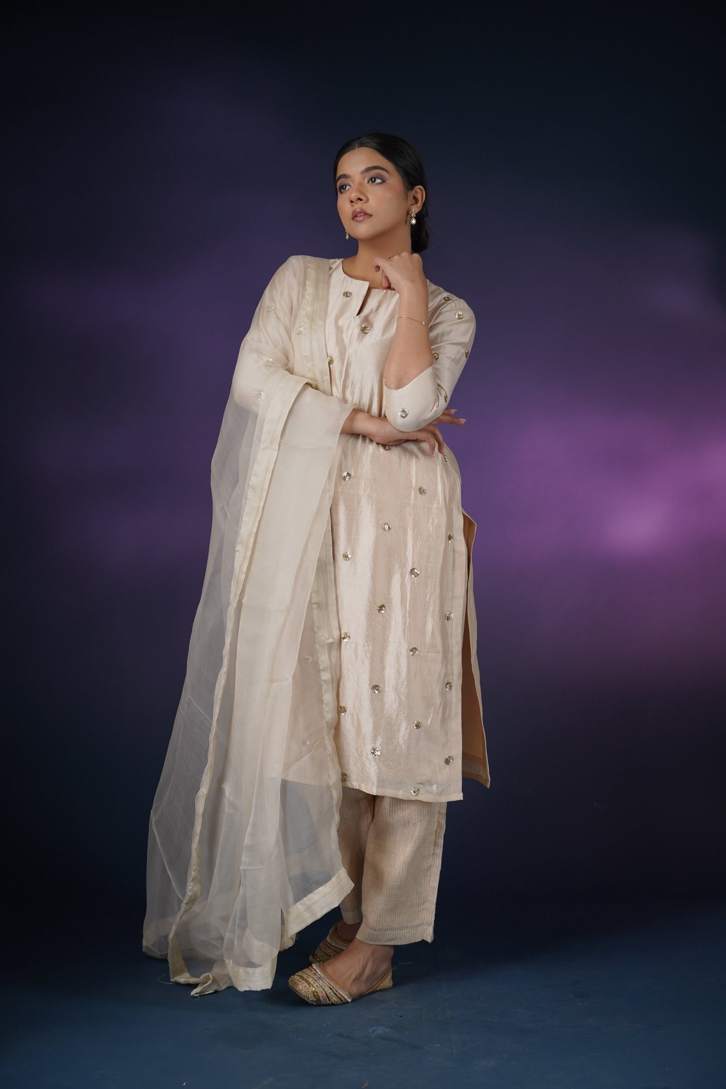 Ivory Grey Kurta Set
