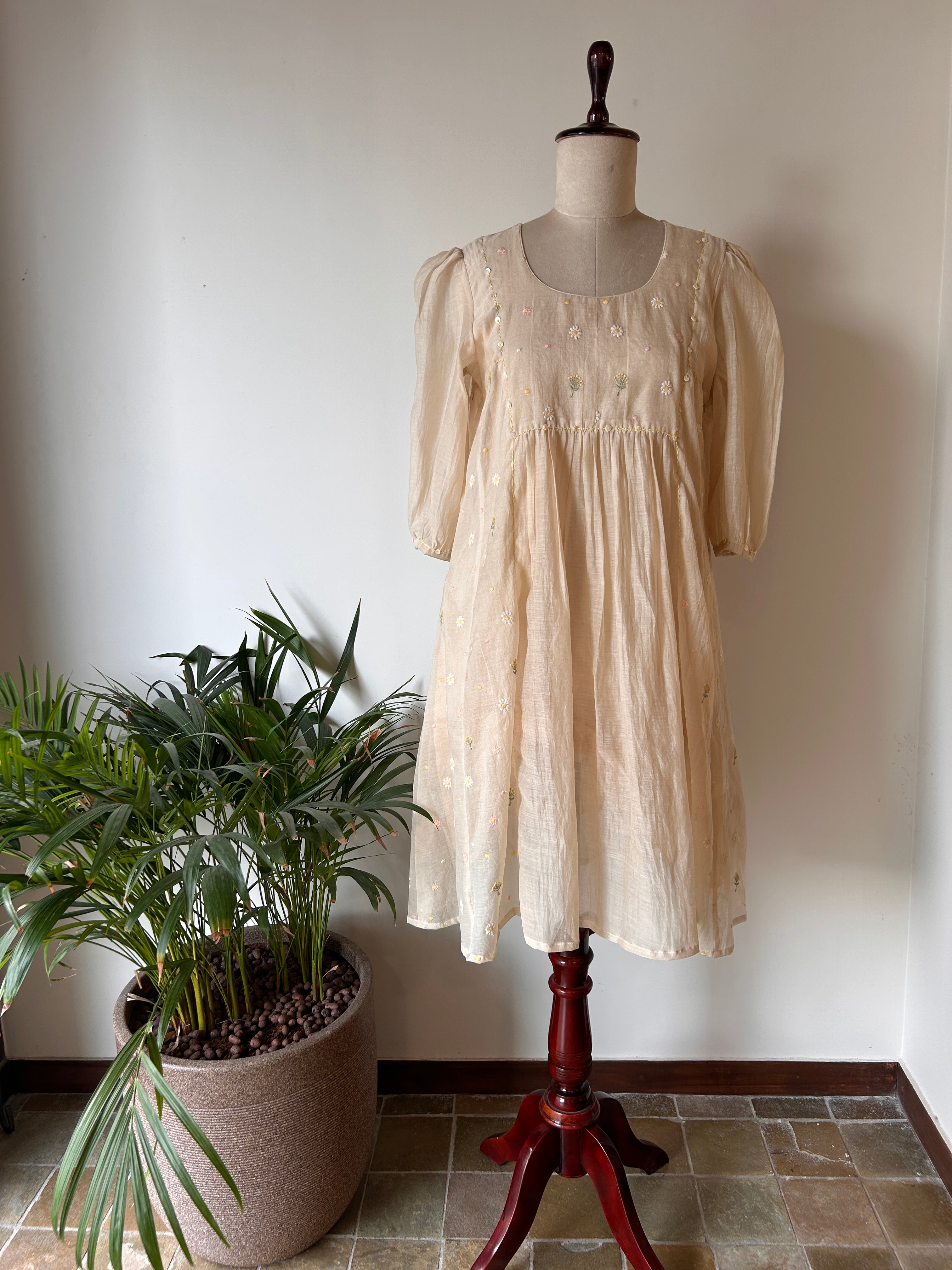 Beige Floral Dress